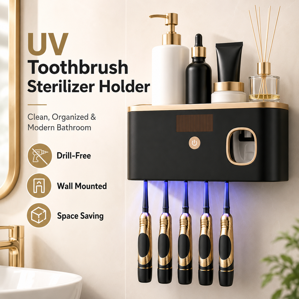 Le Dernier Geste d'Hygiène du Soir – Support Mural Design pour Brosses à Dents, Sans Perçage | SolarBioLux